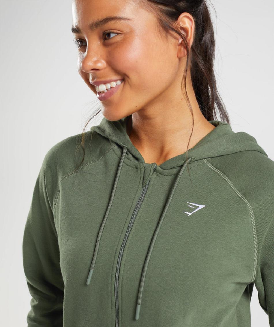 Sudadera Con Capucha Gymshark Entrenamiento Zip Mujer Verde Oliva | CO 2015AHK